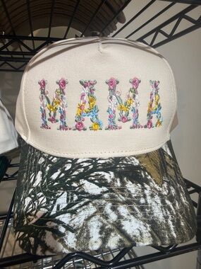 NWT Floral 'MAMA' Baseball Cap - Cream and Camouflage, Mother’s Day gift